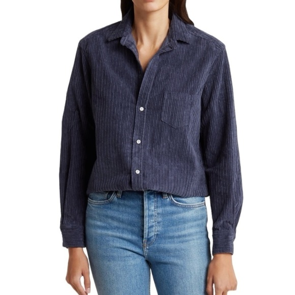 NWT Frank & Eileen Eileen Relaxed Fit Corduroy Button-Up Shirt in lagoon blue - Picture 1 of 10